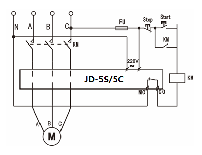 JD-5S/JD-5C智能電動(dòng)機(jī)過(guò)載缺相保護(hù)器接線(xiàn)圖